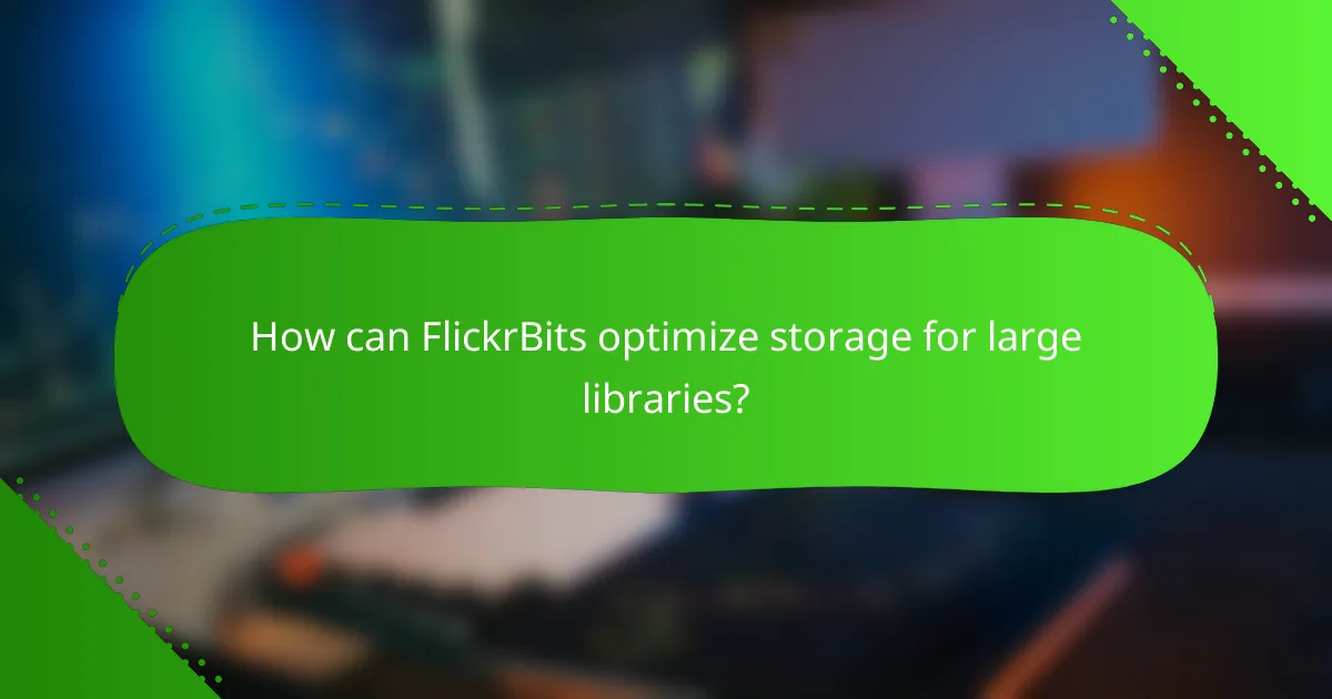 How can FlickrBits optimize storage for large libraries?